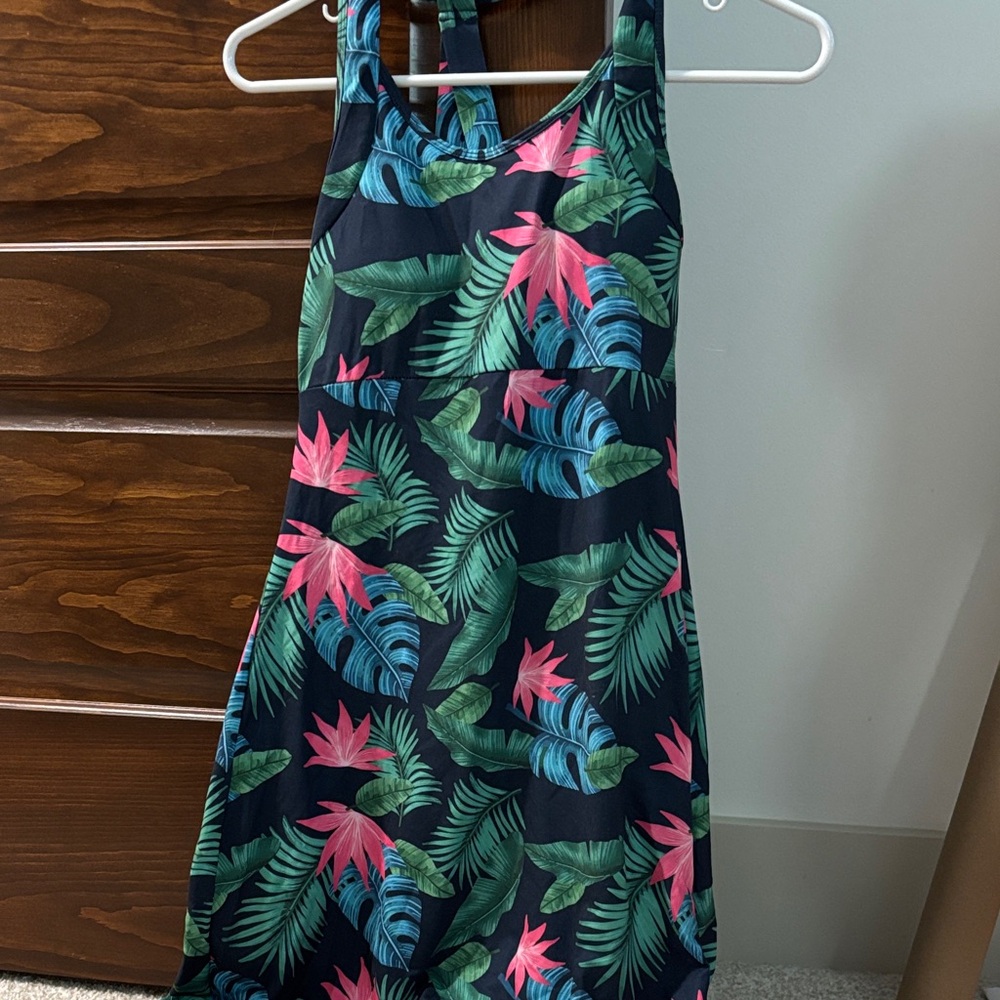 T.J.Maxx Tropical Print Dress - Black, Green, Pink, Blue